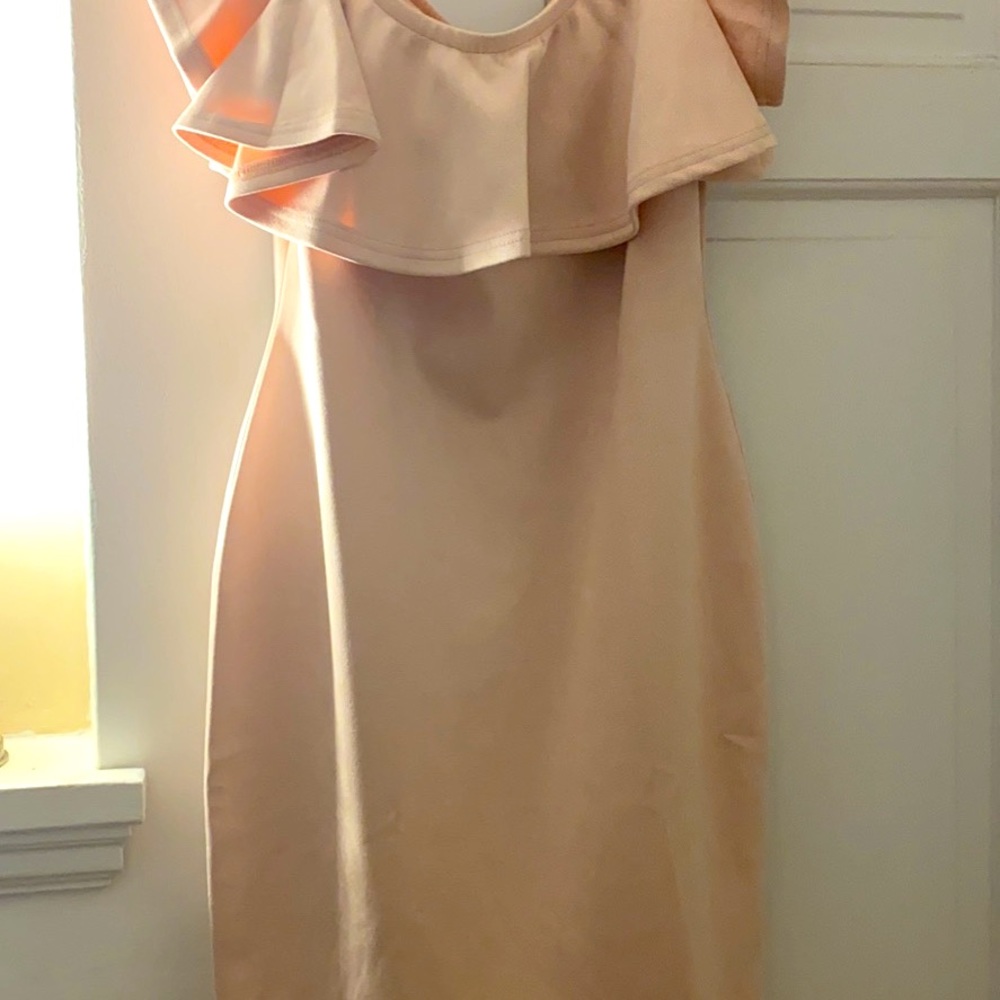 Off the shoulder pale pink dress